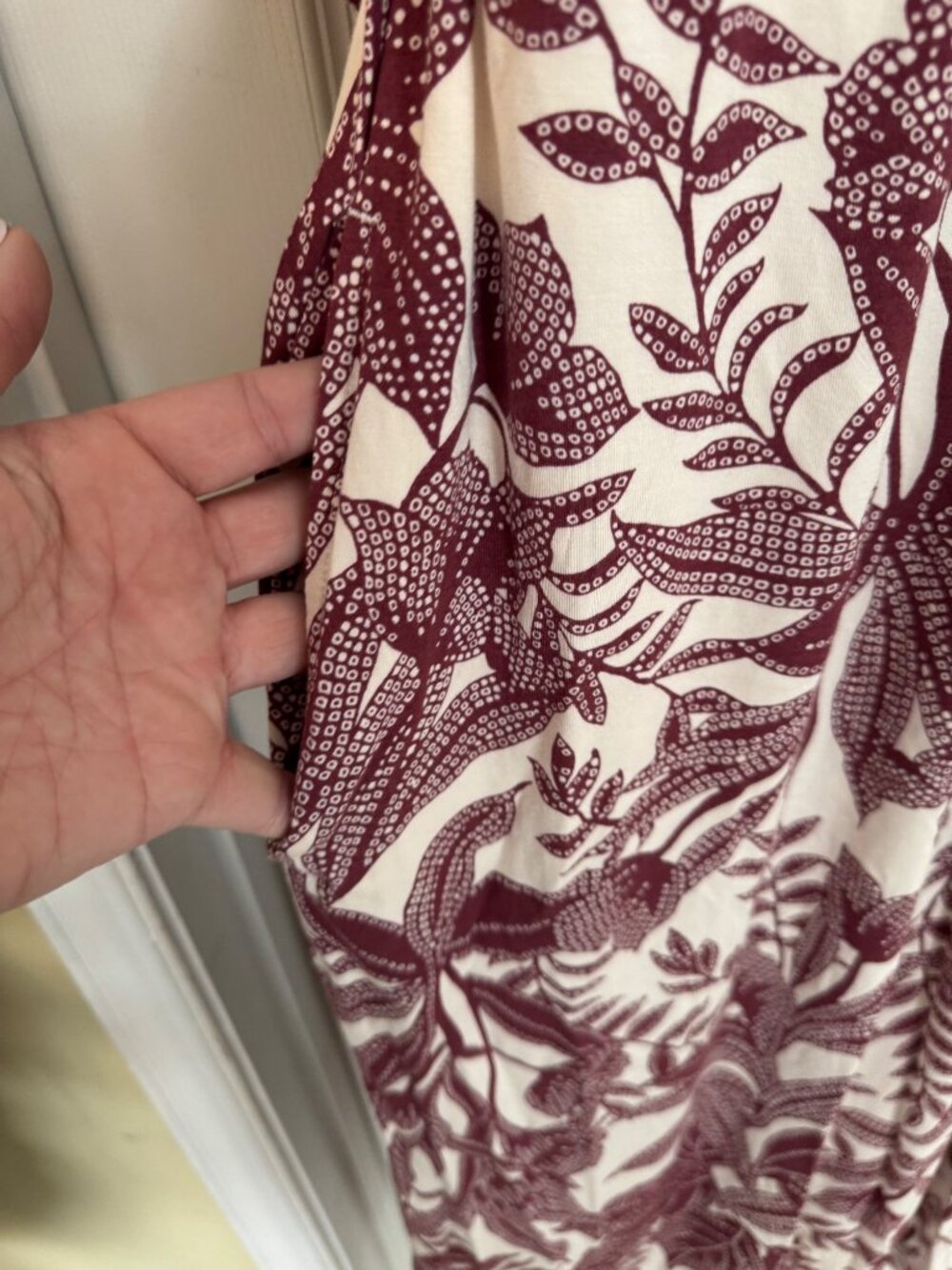 Soma Soft Jersey Caftan Palms Tropical Dress Maxi Pockets Built In Bra Large NWT - Picture 14 of 16
